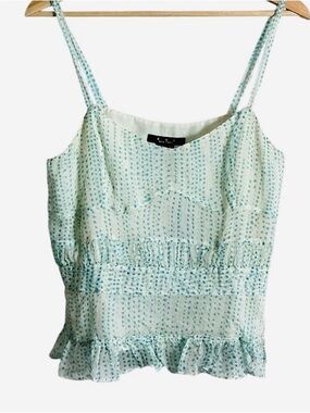 ECI Silk Mint Green Polka Dot Ruffle Cami